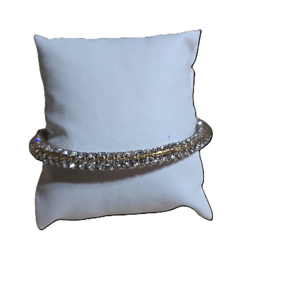 Estate Jewelry - Gold Tone & Cubic Zirconia Bangle Bracelet